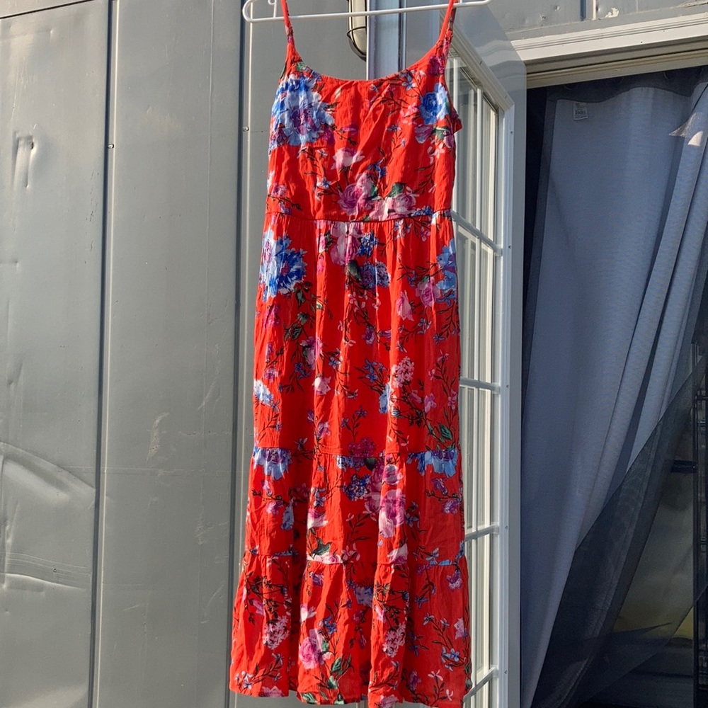 Red floral dress! Super cute!